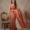 BS002485-1(1) Orange Printed Silk Saree