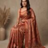 BS002485-1(2) Orange Printed Silk Saree