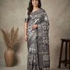 Grey Printed Silk Saree Grey Printed Silk Saree