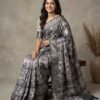 BS002485-2(2) Grey Printed Silk Saree